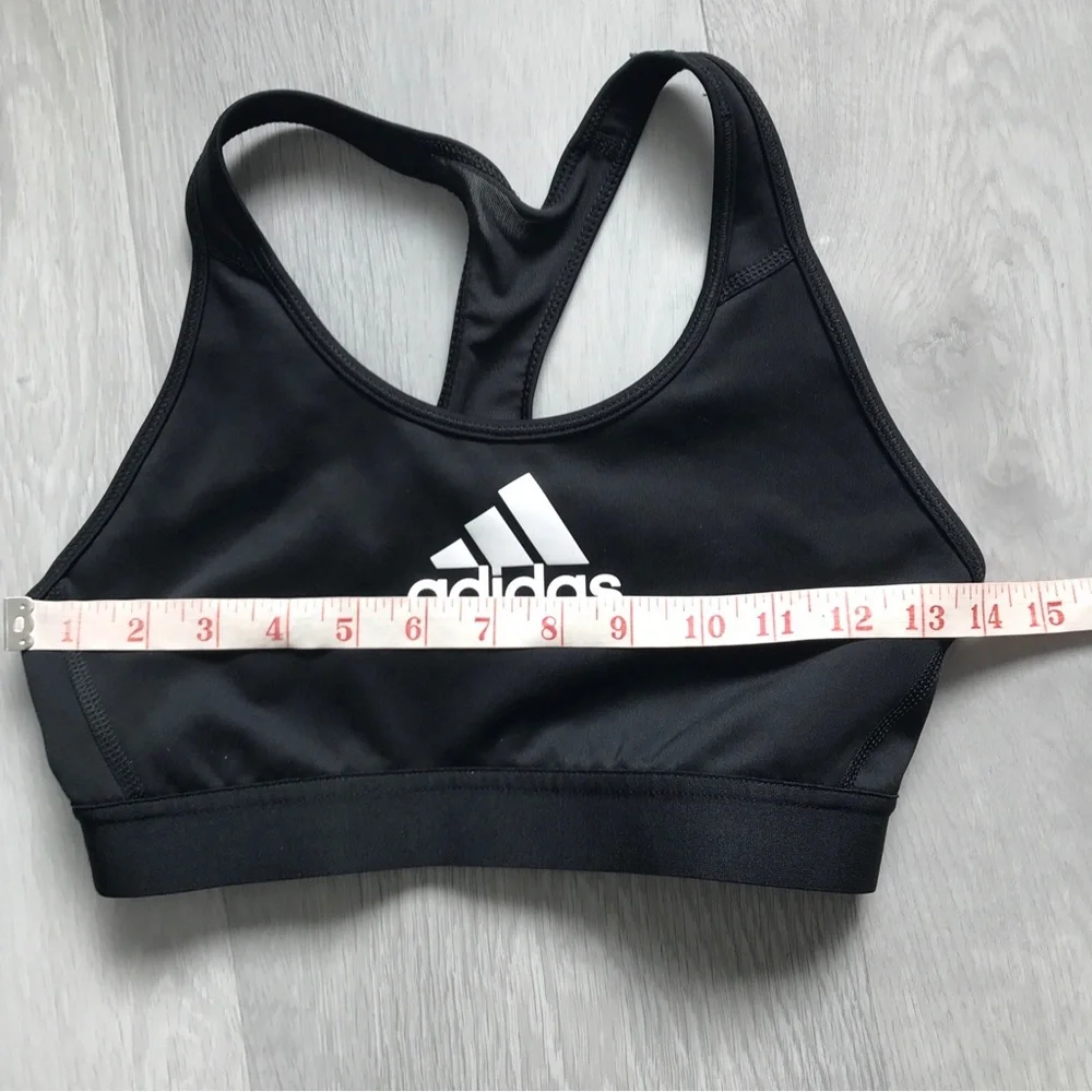 ADIDAS SPORTS BRA BLACK RACERBACK LOGO FIRM SUPPORT WOMENS SMALL - Picture 6 of 8